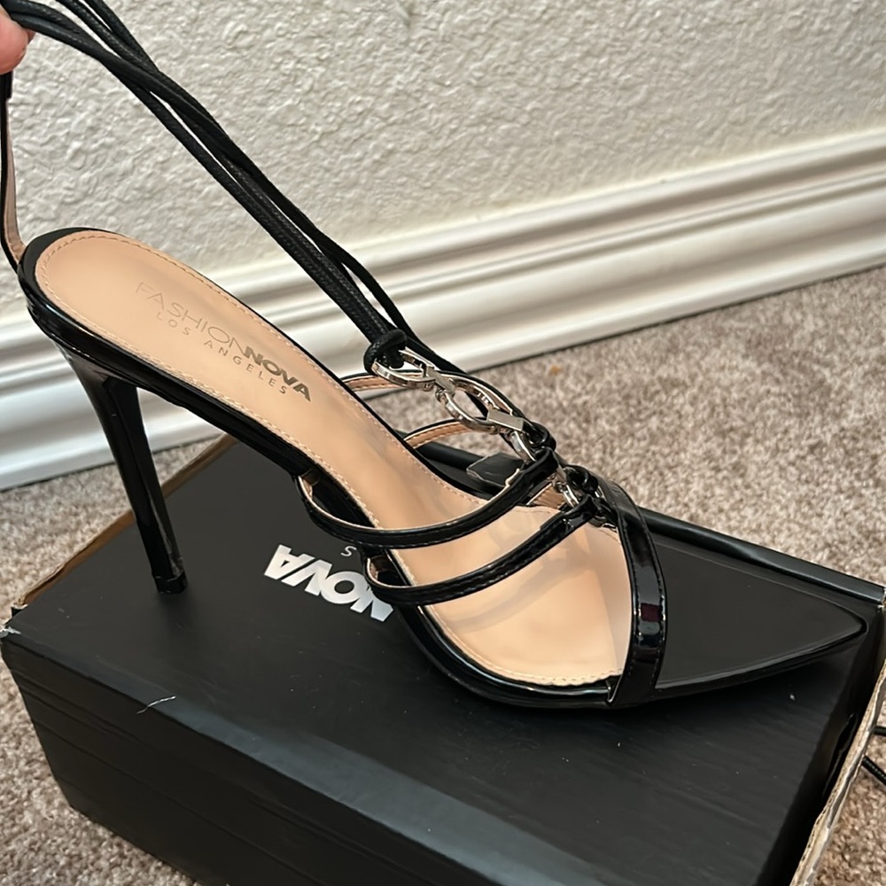 Strappy black heels